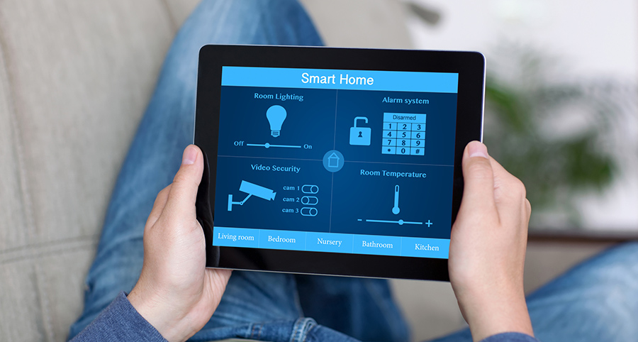 The ability to access and control security components from a mobile device is one of the top smart home trends in Elizabethtown. Close-up of smart home security app.